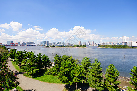 台场海滨公园东京天梯港口副中心旅行港区蓝天摩天大楼城市观光景观市中心背景