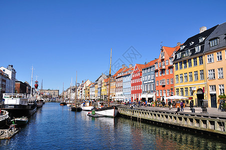 丹麦哥本哈根街道房屋景点观光风景餐厅天空旅游游客晴天图片