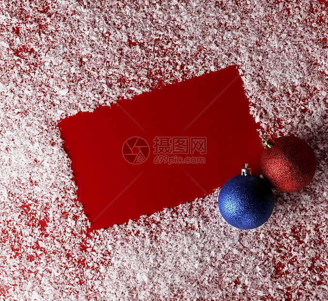 带有白雪花边框的圣诞节红背景蓝色白色红色边界图片