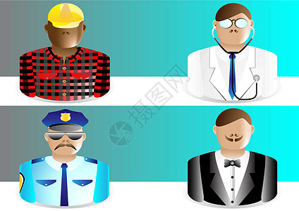 警察帽子男性职业图标插画