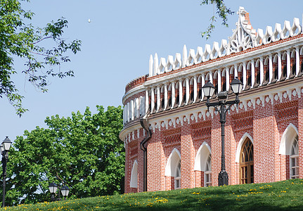 莫斯科的叶卡捷琳娜王后宫殿 扎里齐诺津诺首都天空地标建筑建筑学公园博物馆绿色历史性图片