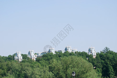 莫斯科叶卡捷琳娜王后宫殿的屋顶 扎里齐诺博物馆地标历史性建筑首都建筑学合奏女王津诺天空图片