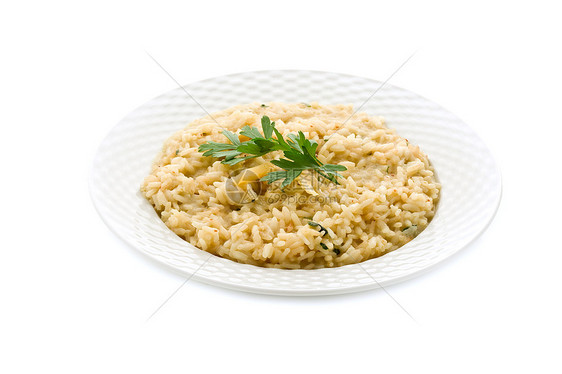 Risotto 配上格拉纳帕米桑奶酪素食饮食粒状食物粮食美食薄片香菜谷物奶制品图片