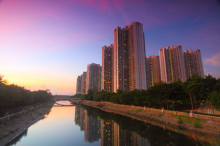 香港日落时市中心天水维图片