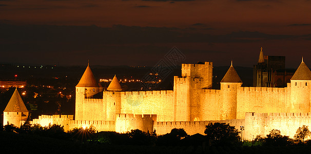 法国 朗格多克鲁日伦卡松城墙历史栽培景观城堡石墙壁垒建筑地标墙壁图片