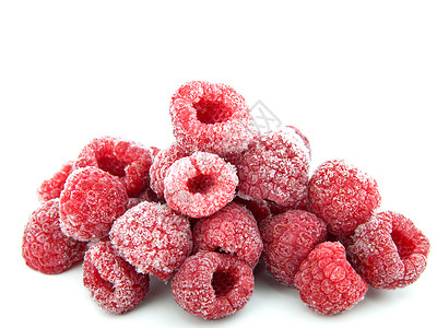 冷冻草莓的近镜头覆盆子维生素速冻水果浆果白色美食饮食食物冷藏背景图片