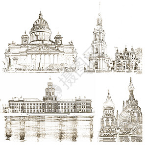 圣彼得堡建筑标志的拼凑物图片
