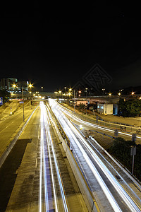 夜间在香港的交通蓝色线条场景运输旅行运动街道戏剧性景观建筑图片