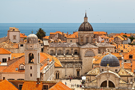 来自克罗地亚城墙的Dubrovnik全景正方形建筑物建筑学历史天空旅游黏土旅行大教堂教会图片
