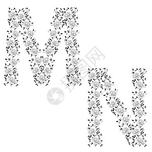 手绘装饰字母表 MN 字母艺术公司英语首都绘画学校数据语法涂鸦素描背景图片