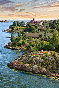 芬兰赫尔辛基附近的岛屿 赫尔辛基附近旅游天空石头建筑学海景海峡灯塔全景运输地标图片