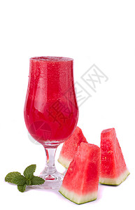 西瓜汁水果营养饮料异国红色果汁玻璃甜点液体薄荷图片
