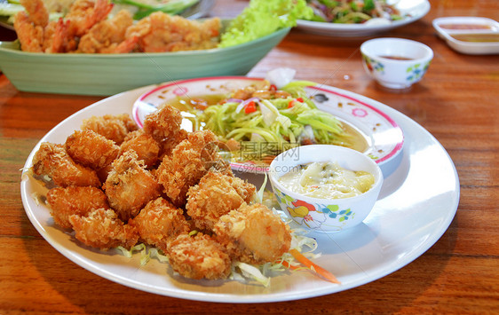 泰式食品午餐营养盘子蔬菜豆芽叶子美食低脂肪食物花园图片
