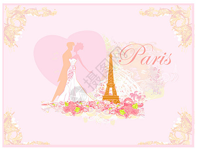 巴黎婚礼巴黎的浪漫情侣在艾菲尔铁塔附近接吻女性拥抱情怀热情日落女士旅行男性国家男人背景