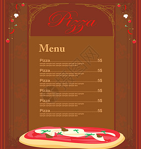 Pizza 菜单模板烹饪茶点办公室盘子装饰品插图身份框架午餐卡片背景图片