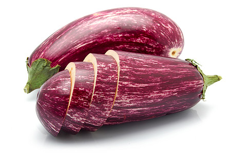 孤立的紫切茄茄子蔬菜农场茄子黑色食物绿色椭圆植物紫色水平图片