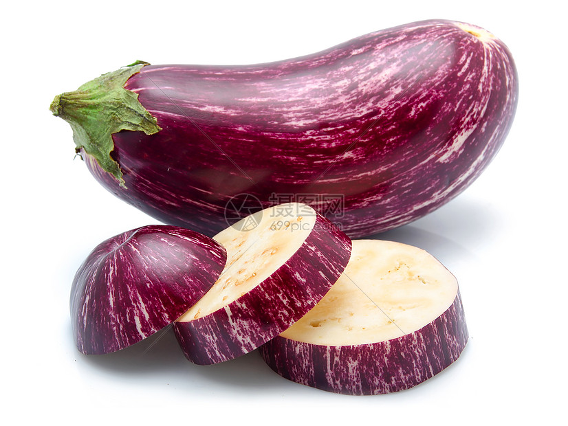 孤立的紫切茄茄子蔬菜水平绿色黑色食物茄子椭圆农场植物紫色图片