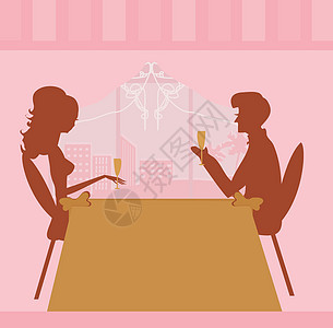 年轻夫妇调情和喝香槟情人夹子生活男人城市艺术窗户婚礼念日插图图片