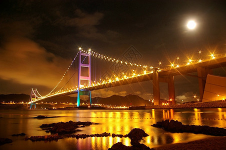 夜里香港清马桥蓝色景观汽车旅行地标射线日落速度运输交通图片