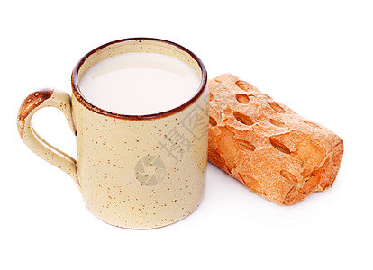 Crispy Bun和牛奶食物馒头馅饼糖类团体甜点糕点面包碳水饮料图片