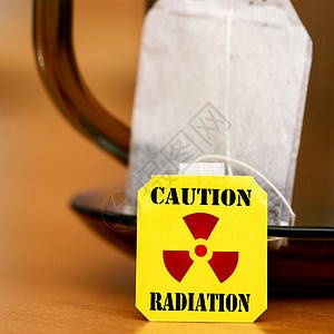 预警辐射标签杯子放射性背景图片