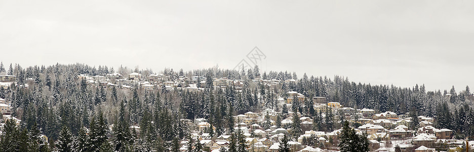冬季山顶的房屋背景图片