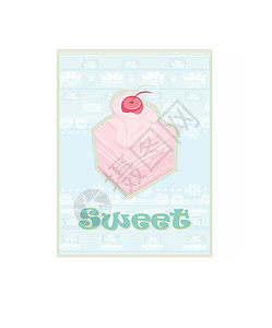 可爱蛋糕  信用卡设计装饰冰淇淋奶油生日糖果庆典蜂蜜食物插图风格图片