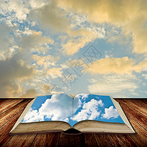 向蓝天打开书本桌子阅读图书馆天空空气蓝色教育图书教训知识图片