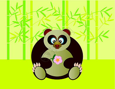可爱熊猫控股花朵说明图片