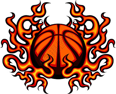 配有火焰矢量图像的篮球模版锦标赛绘画插图艺术烧伤游戏燃烧冠军运动艺术品图片