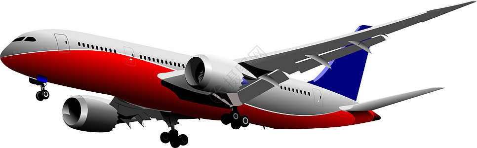 乘客飞机在空中飞行 矢量插图跑道运输旅行商业天空飞机场交通车辆车轮翅膀图片