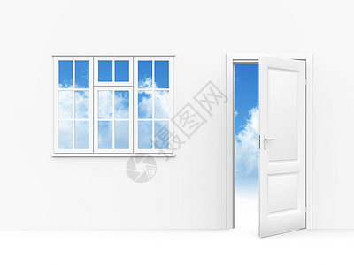 以白色背景向天空门打开的窗口( W)图片