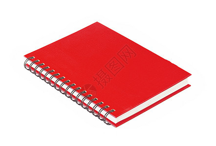 孤立的红笔记本记事本学校教育会议戒指笔记软垫床单角落文档图片