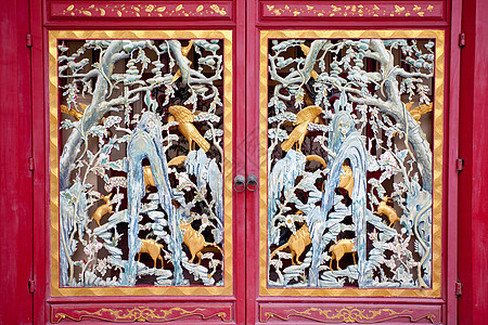 中国门文化黄铜木头建筑学寺庙金子青铜建筑入口装饰品图片