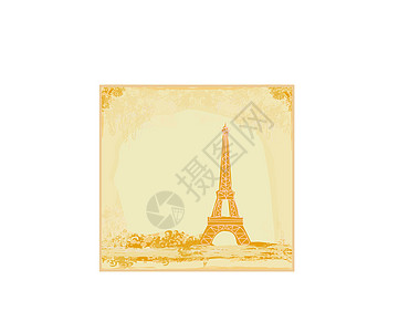 Eiffel 旧的逆向 Eiffel 卡旅游建筑观光建筑学剪贴簿纸板边界框架旅行绘画图片