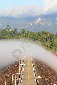 泰国大坝美丽的景观绿色发电机爬坡水电山脉活力力量棕色水库天空图片