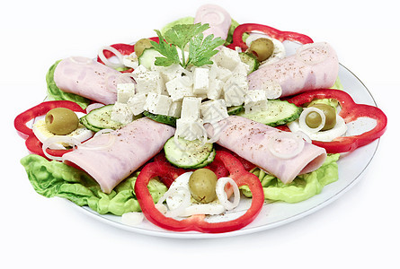保加利亚沙拉白色美食家蔬菜健康饮食午餐生活方式晚餐绿色图片