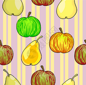 无缝水果型苹果和梨豆厨房季节水果墙纸乐趣植物艺术橙子食物纺织品图片