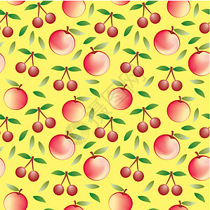 苹果和樱桃  无缝图案和抽象自然背景食物饮食夹子织物插图水果墙纸饮料季节背景图片