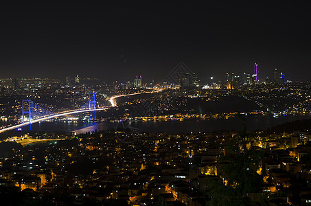 Bosphorus桥夜景全景建筑路灯街道设备办公楼景观风光灯光都市图片