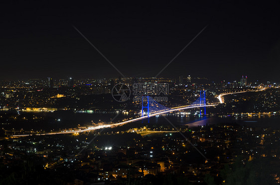 Bosphorus桥夜景旅行假期全景街道摩天大楼建筑建筑学地方外观办公楼图片