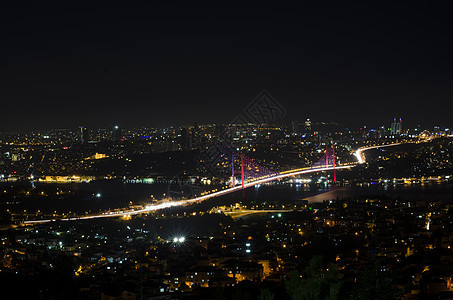 Bosphorus桥夜景钢缆旅行摩天大楼风景蓝色地方建筑学结构假期灯光图片