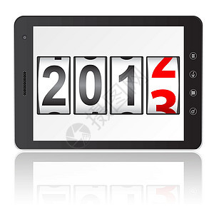 配有2013年新年计数器的平板PC计算机图片