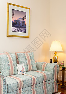 配沙发的现代客厅住宅奢华桌子装饰枕头印刷风格地面长椅玻璃图片