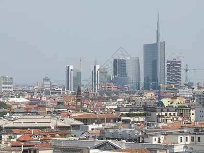 意大利米兰城市景观天际联盟中心纪念碑地标大教堂建筑全景图片