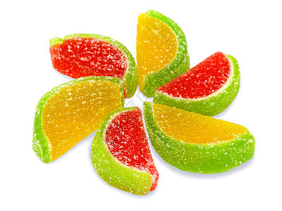 五颜六色的水果含糖糖果特写小吃橙子绿色团体宏观香气黄色活力圆圈螺旋图片