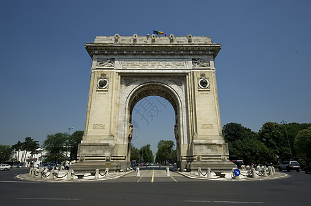 胜利之拱胜利汽车街道旅行地标旅游天空城市纪念碑蓝色图片