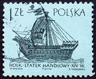 波兰1963年波兰邮戳 14世纪“霍克”号 古船图片
