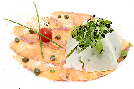 鲑鱼的切片饮食叶子营养餐厅晚餐美食家食物小吃午餐蔬菜图片