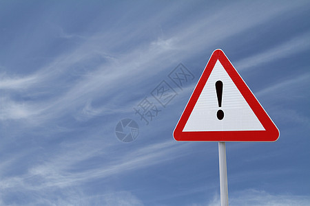 警告信号白色天空预防感叹号危险指示牌红色注意力蓝色冒险图片